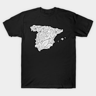 Mandala art map of Spain with text in white T-Shirt